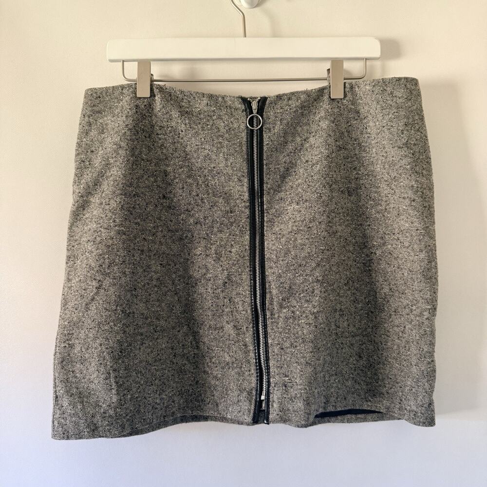 Vintage Old Navy Women’s Wool Blend Tweed Mini Pencil Skirt Front Zip Size 12